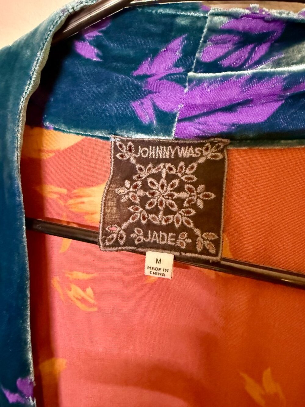 Johnny Was Jade Velvet Floral Kimono Jacket Multicolor Open Front - Picture 4 of 5